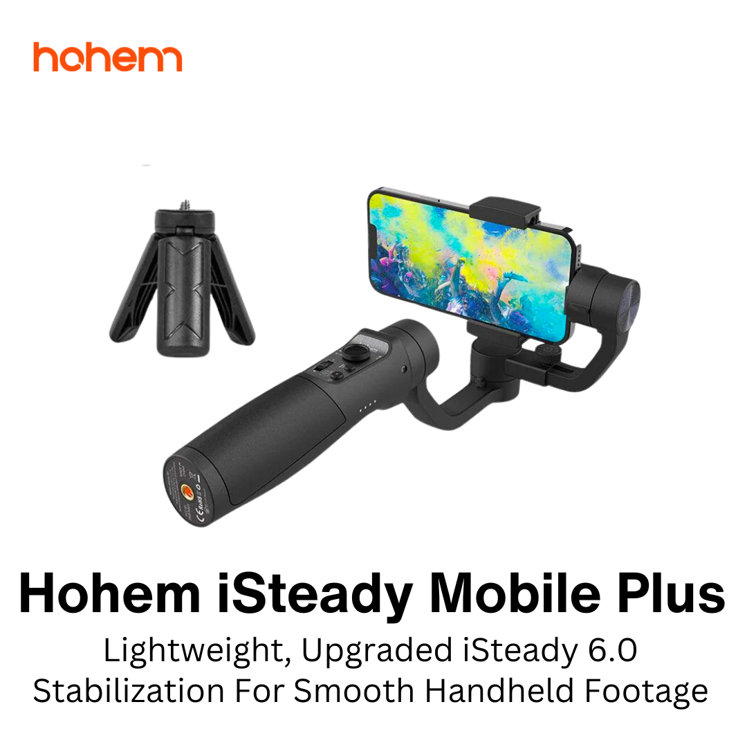 Hohem iSteady Mobile Plus Lightweight 3-Axis Handheld Stabilizing Gimbal with 280g Max Payload, 6" Compatible Size and Mobile App Controls for Smartphone, Gimbal for streaming, Gimbal for Recording, Gimbal stabilizer for vlogging Accessory Selfie Tripod