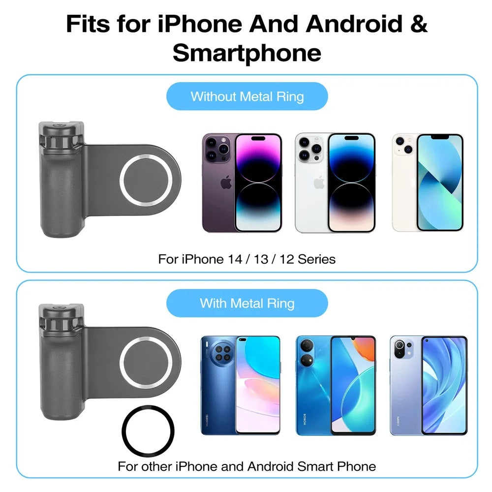 MA35 Bluetooth CapGrip Smartphone Camera Shutter Remote Handle Grip with Detachable Wireless Remote Control for iPhone Samsung Google OnePlus Phones Video Photo Shooting for Selfie Groupfie Family Picture Photoshoot Photography  - VMI Direct