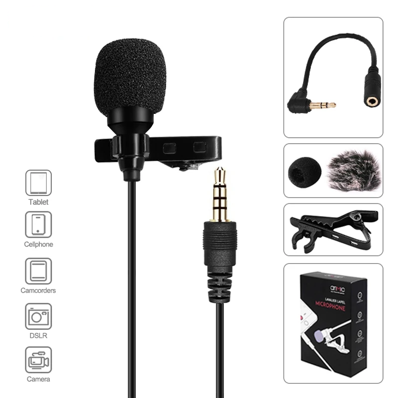 Ulanzi Arimic 1.5M/6M Clip-on Lavalier Lapel Microphone Condenser Mic TRRS Adapter Cable for iPhone Android Smartphone iPad DSLR Recording Pen PC Vlog Livestream Tiktok Recording Condenser Lapel  Microphone Clear & Accurate Voice Mic - VMI Direct