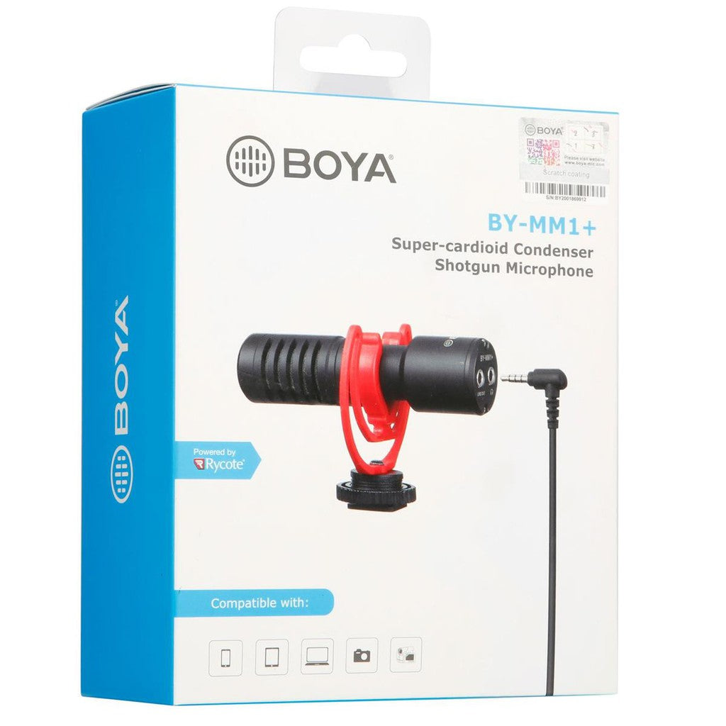 BOYA BY-MM1+ MM1 Plus Super-Cardioid Shotgun Microphone with Real Time Monitoring