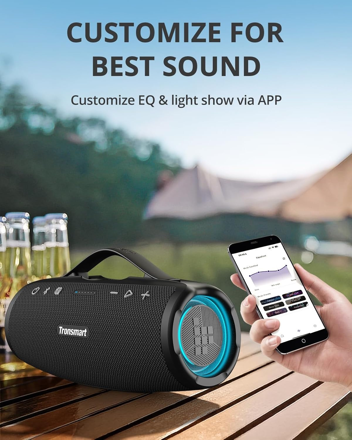 Tronsmart Mirtune S100 Speaker 50W Bluetooth Speaker Waterproof APP Support Punchy Bass for Outdoor