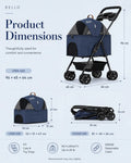 Bello SP02F2K 2in1 Detachable Lightweight Foldable Portable Pet Stroller Dog Cat Cart for Travel VMI