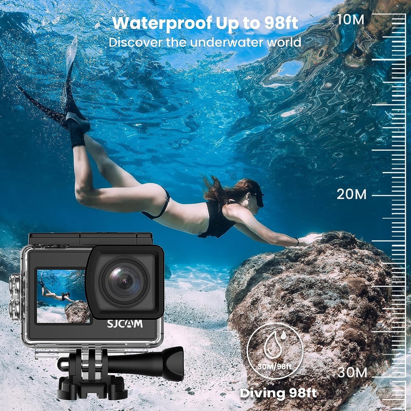 SJCAM SJ4000 Air  Action Camera Vlogging Wireless 4K Full HD DV 2.0 Inch Screen WIFI Sport HDMI Output 135 degree Wide Angle Lens Air Black/Silver Moto vlogging Outdoor Car Motor Bike Sports Webcam Action Camera Mini camera Cam corde with Waterproof case