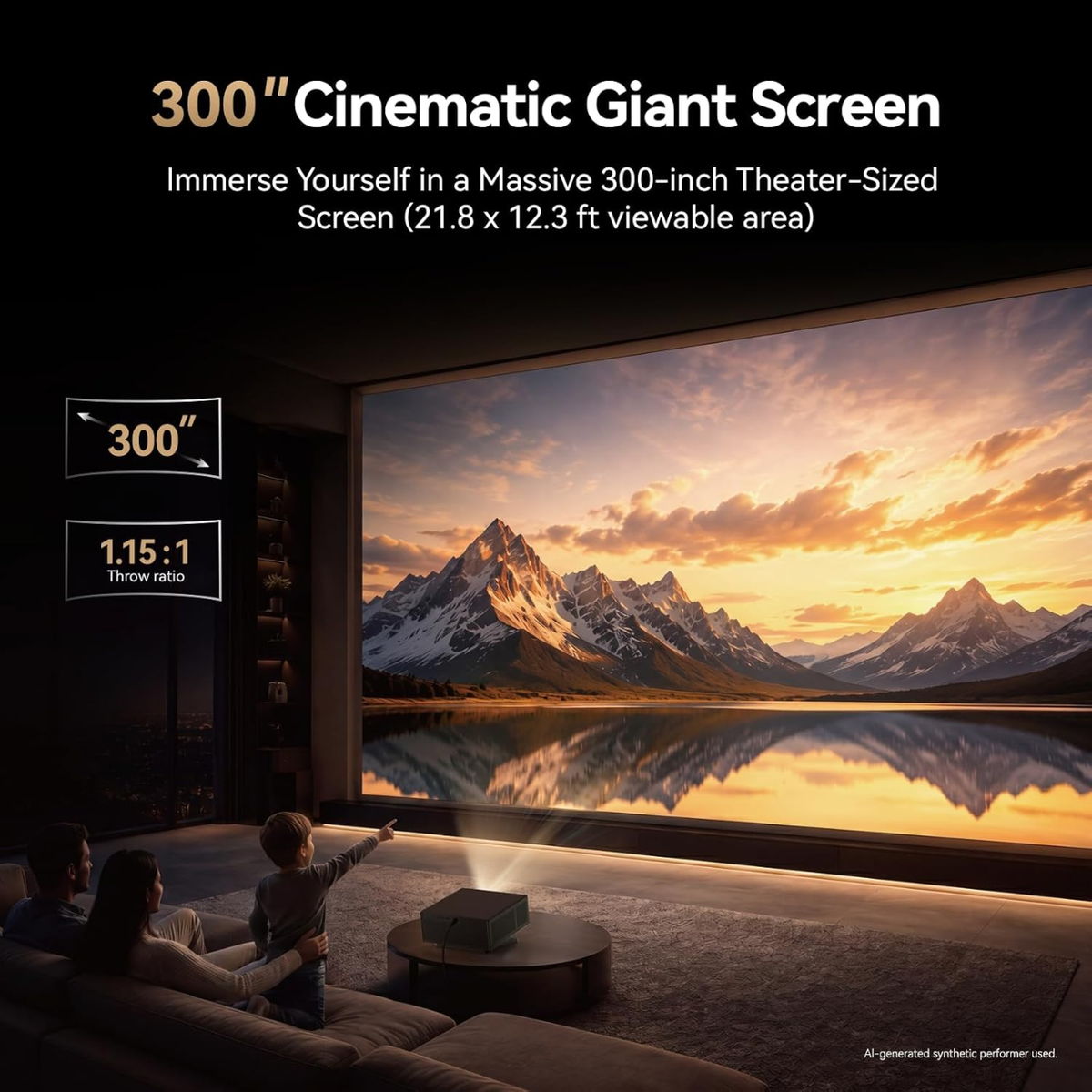 Wanbo X7 Pro Max Home Cinema Outdoor Projector Up to 300″ Display 1500 ANSI Lumens Native 1080P Google TV 14 MEMC Dolby Audio MT9660 + 2GB RAM + 32GB Storage ASA 3.0 Auto Setup Adjustable Stand Triple-Channel Cooling