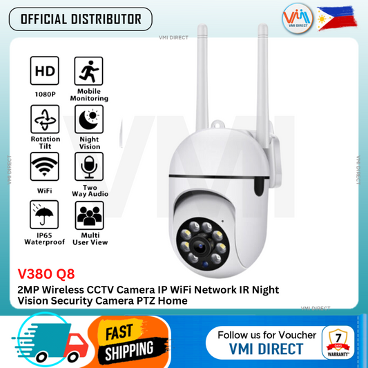 V380 Q8 2MP Wireless CCTV Camera 1080P PTZ IP65 IP WiFi Network IR Night Vision Security Camera PTZ Home WIFI Network Security 2 Way Audio Outdoor With Night Vision 360 Mini Camera Connect To Phone Hidden Camera Mini Vlogging Camera 4k Monitor IP Camera