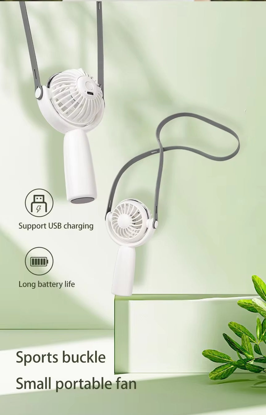 YL30 New Design Handheld fan Lanyard Fan USB Rechargeable Home and Outdoor portable Small Fan Portable Mini 1200mAh Personal Neck Hanging Air Cooling Desk Fan For Indoor Travel Outdoor School Student Office Work Valentines Gift  VMI Direct