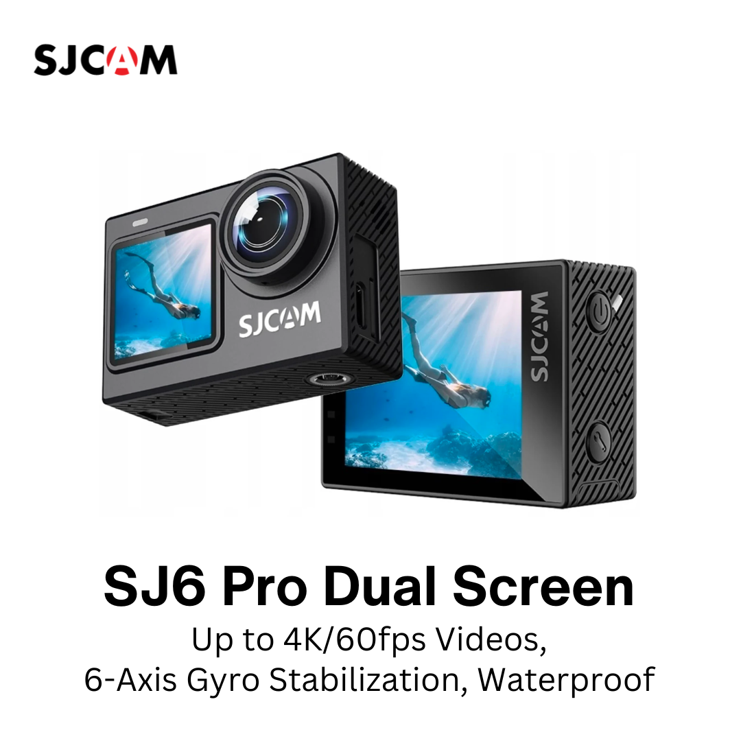 SJCAM SJ6 Pro Dual Screen 4K 16MP 3Axis Stabilization WIFI Action Camera with accessories VMI Direct