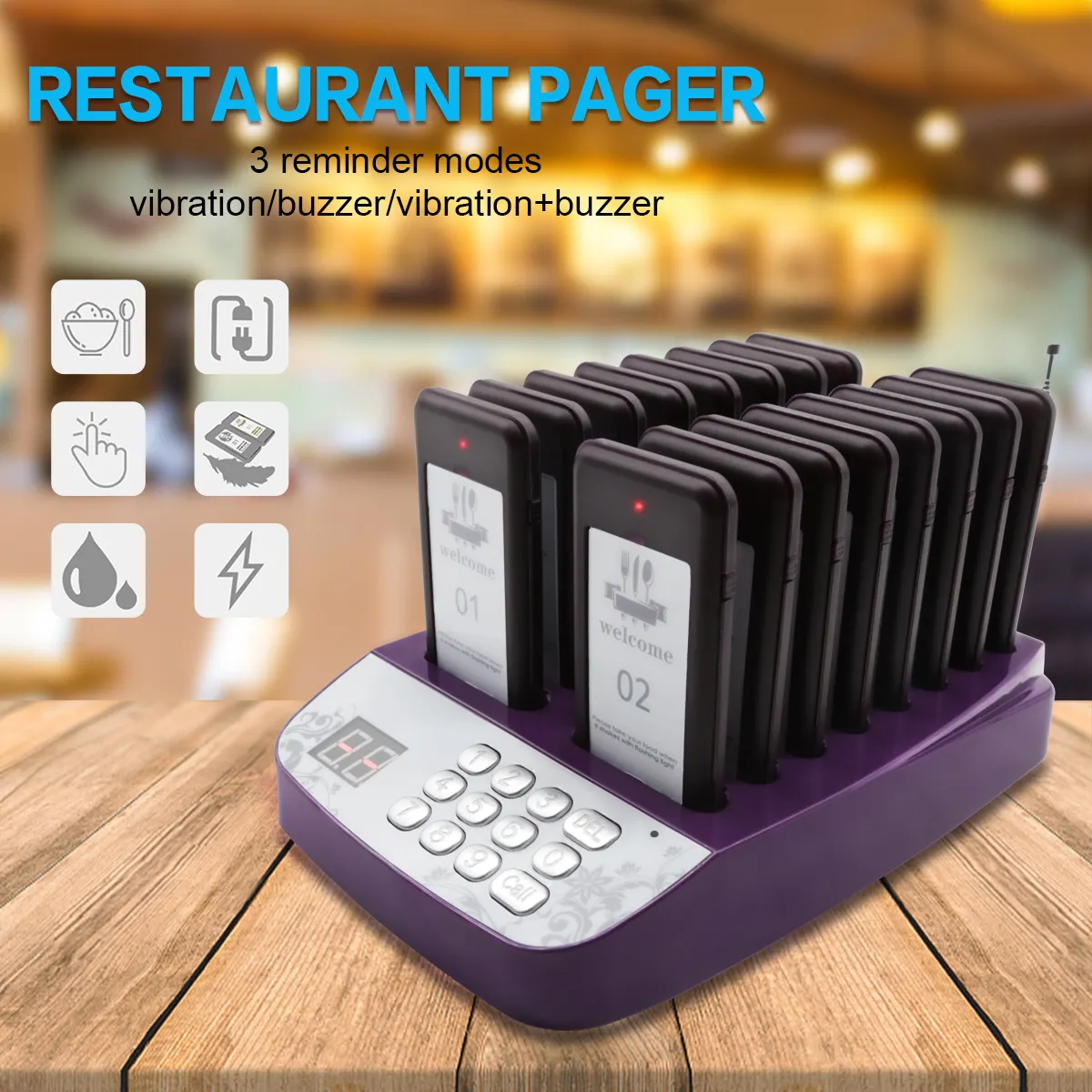 DAYTECH 10PC Coaster Buzzer Restaurant Guest Pager Calling System 300m Long Range Beeper RP01