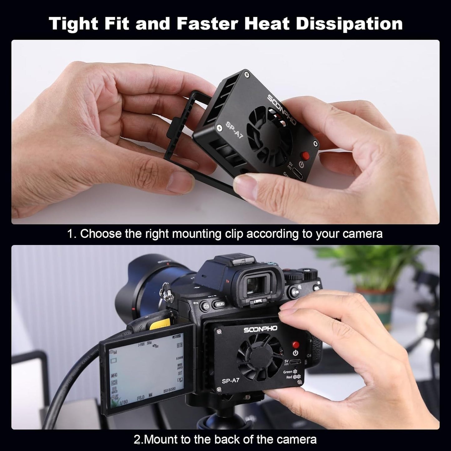 CA25 Camera Cooling Fan Camera External Cooler Heat Radiator Portable Camera Cooler for DSLR Camera