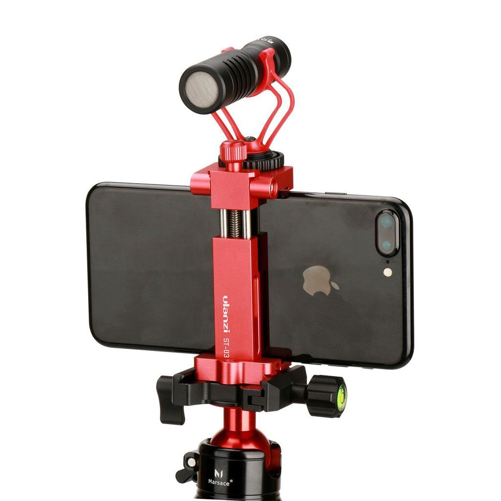 Ulanzi ST-03 Folding Metal Phone Tripod Mount Clamp Holder with Cold Shoe Mount for Microphone Light