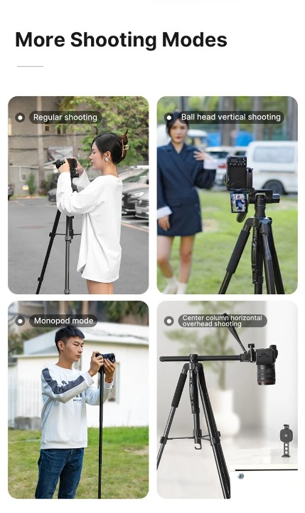 VT-01 Multifunctional Portable Tripod/Monopod Professional Heavy Duty  Lightweight Aluminium Alloy Material Compatible with Sony Canon Nikon DSLR Smartphones for Travel  Vlogging Shooting Videography Photograpy