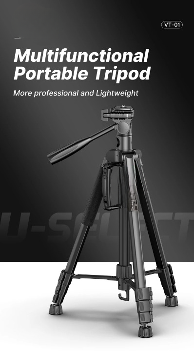 VT-01 Multifunctional Portable Tripod/Monopod Professional Heavy Duty  Lightweight Aluminium Alloy Material Compatible with Sony Canon Nikon DSLR Smartphones for Travel  Vlogging Shooting Videography Photograpy