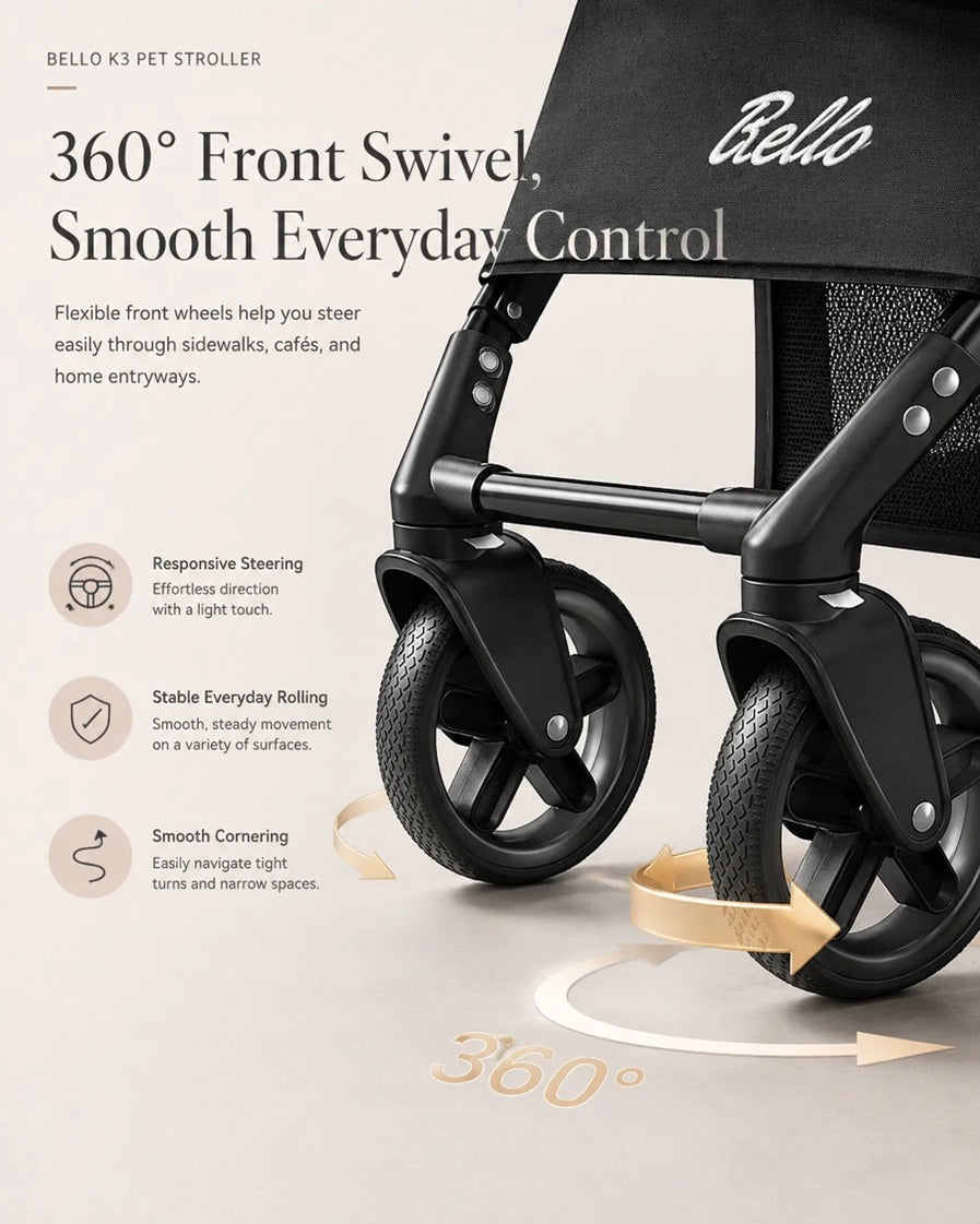 Bello SP02FD Detachable Portable Pet Stroller Dog Cat Cart Foldable Carrier Cage Trolley VMI Direct