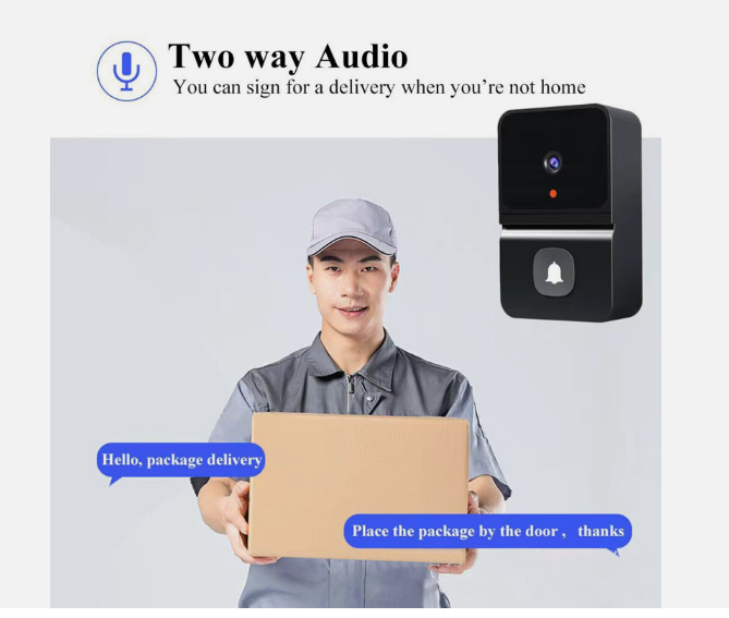 DAYTECH DB33 Wireless Smart Video Doorbell Camera Bell with Wifi Intercom Intelligent Wifi Doorbell Live Call Alarm Security Change Voice Smart Home Hotels Backyard Home Front Door Office Shop Outdoor