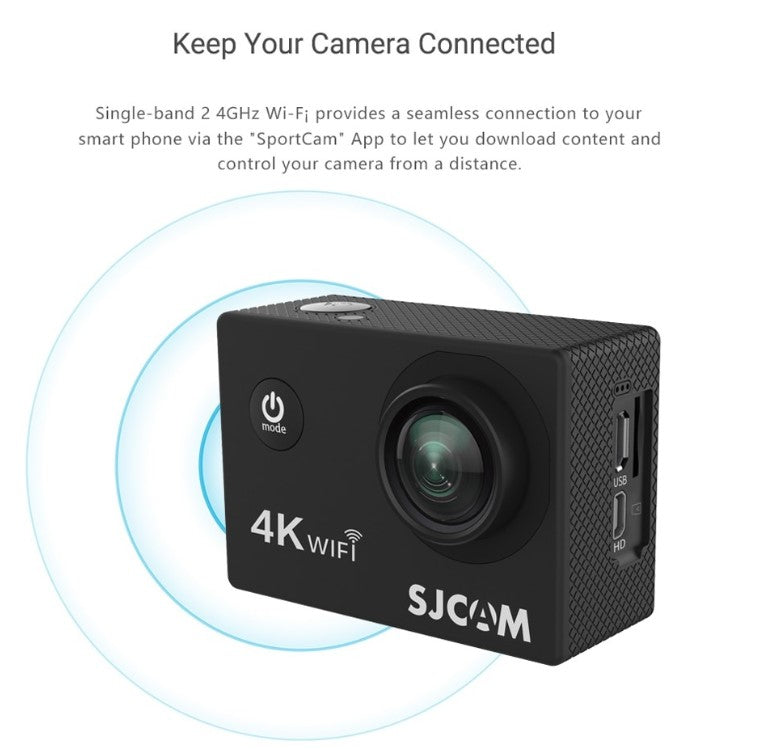 SJCAM SJ4000 Air  Action Camera Vlogging Wireless 4K Full HD DV 2.0 Inch Screen WIFI Sport HDMI Output 135 degree Wide Angle Lens Air Black/Silver Moto vlogging Outdoor Car Motor Bike Sports Webcam Action Camera Mini camera Cam corde with Waterproof case