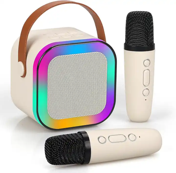 K12 Single and Dual Microphone Bluetooth Speaker Wireless Professional 3D Sound High-end Audio with LED Light 3800mAh Aesthetic Colors Mini Speaker with Mic