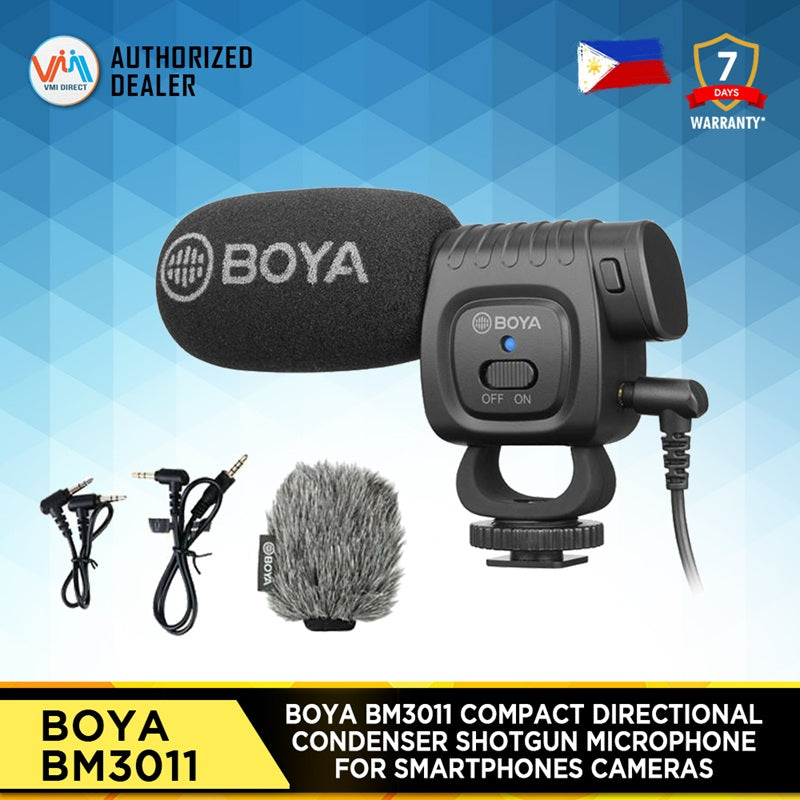 Boya BM3011 Compact Directional Condenser Shotgun Microphone for Smartphones Cameras Camcorders Audio Recorders Laptops Desktops