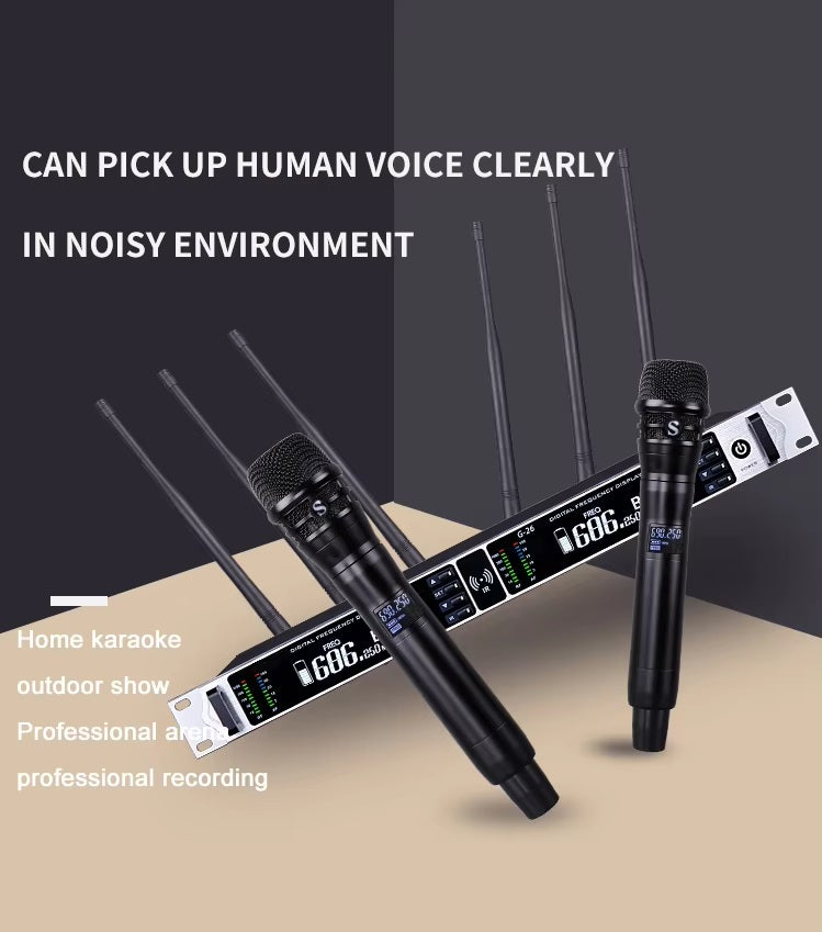 XTUGA G26 true diversity microphone system with clear voice pickup for karaoke and professional recording