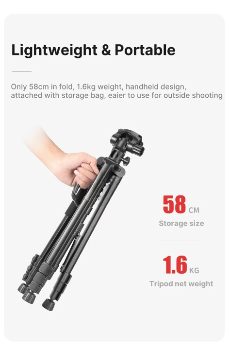 VT-01 Multifunctional Portable Tripod/Monopod Professional Heavy Duty  Lightweight Aluminium Alloy Material Compatible with Sony Canon Nikon DSLR Smartphones for Travel  Vlogging Shooting Videography Photograpy