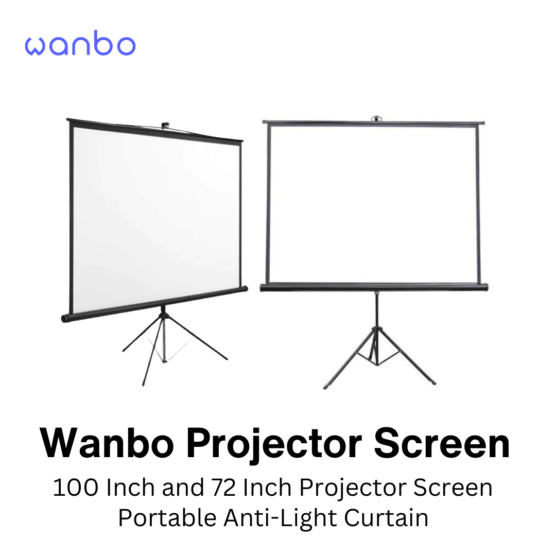 Wanbo 100 & 72 Projector Screen Portable Anti-Light Curtain 16:9 Foldable Movie Screen Eye Protect VMI