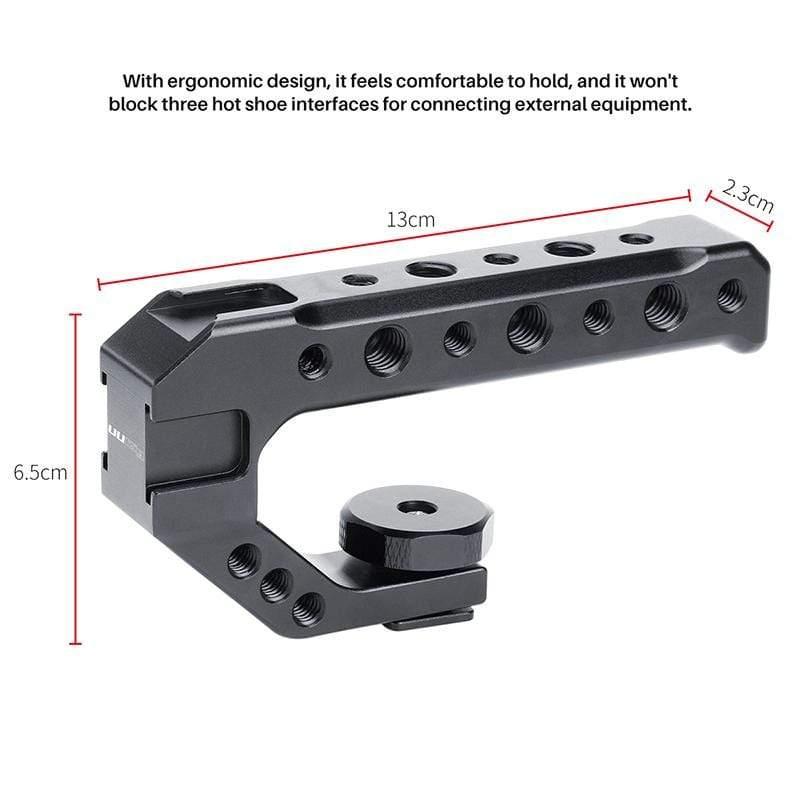 UURig R005 Universal DSLR Top Handle Grip Stabilizing Extender Cold Shoe Mounts for Monitor Microphone LED Light Aluminum Universal Top Handle with Cold Shoe VMI Direct