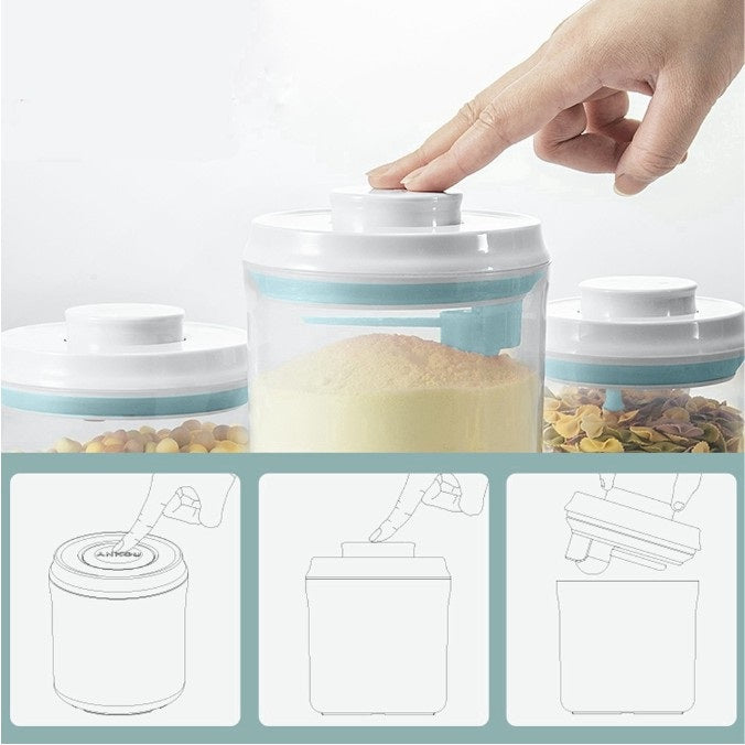 Ankou Airtight 1 Touch Button Clear Container With Scoop Spoon And Holder