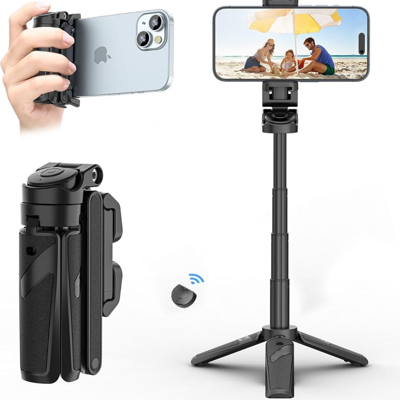 GXCT JJ02 Extendable Grip Phone Tripod with Remote Selfie Stick
