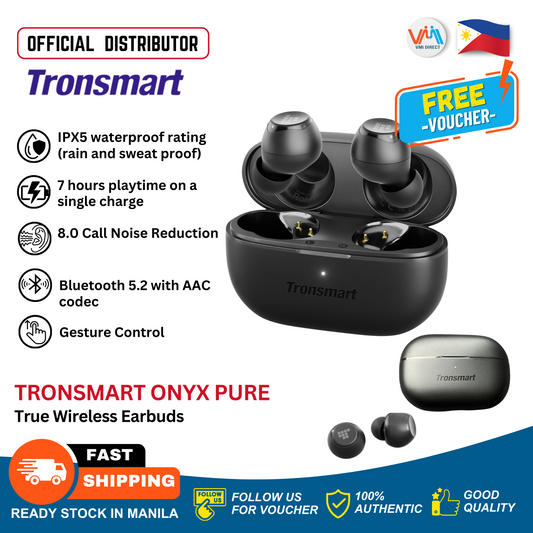 Tronsmart Onyx Pure Hybrid Dual Driver Noise Cancelation Earphone Wireless Earphone Smart Earbuds Headset Touch Control TWS Earphones w/ Bluetooth 7 Hours Playtime One Key Recovery IPX5 Water Resistant Rain And Sweat Proof Bluetooth Wireless Inpods Siri