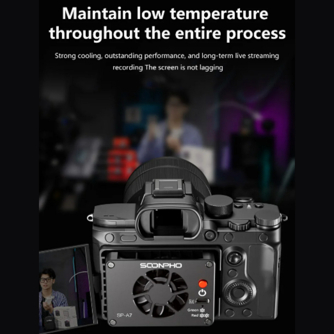 CA25 Camera Cooling Fan Camera External Cooler Heat Radiator Portable Camera Cooler for DSLR Camera