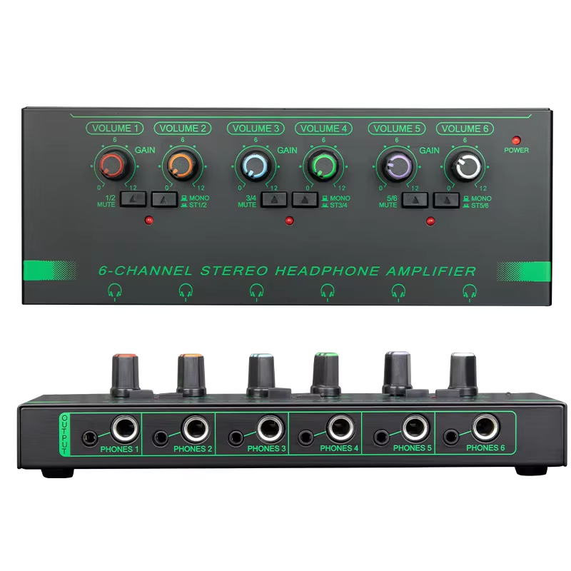 Xtuga EH04 EH06 Professional Monitor Splitter Mini Stereo Audio 4 and 6 Channel Headphone Amplifier