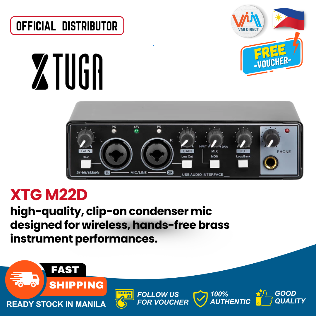 XTUGA M22D Factory OEM Professional Studio Metal Audio Interface 24-bit/192kHz 2 In/2 USB Audio Mixer