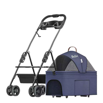 Bello SP02F2K 2in1 Detachable Lightweight Foldable Portable Pet Stroller Dog Cat Cart for Travel VMI