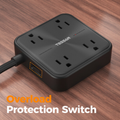 TESSAN PS01AUS Original Power Strip with USB-C 6FT Braided Extension Cord cETLus Certified VMI Direct