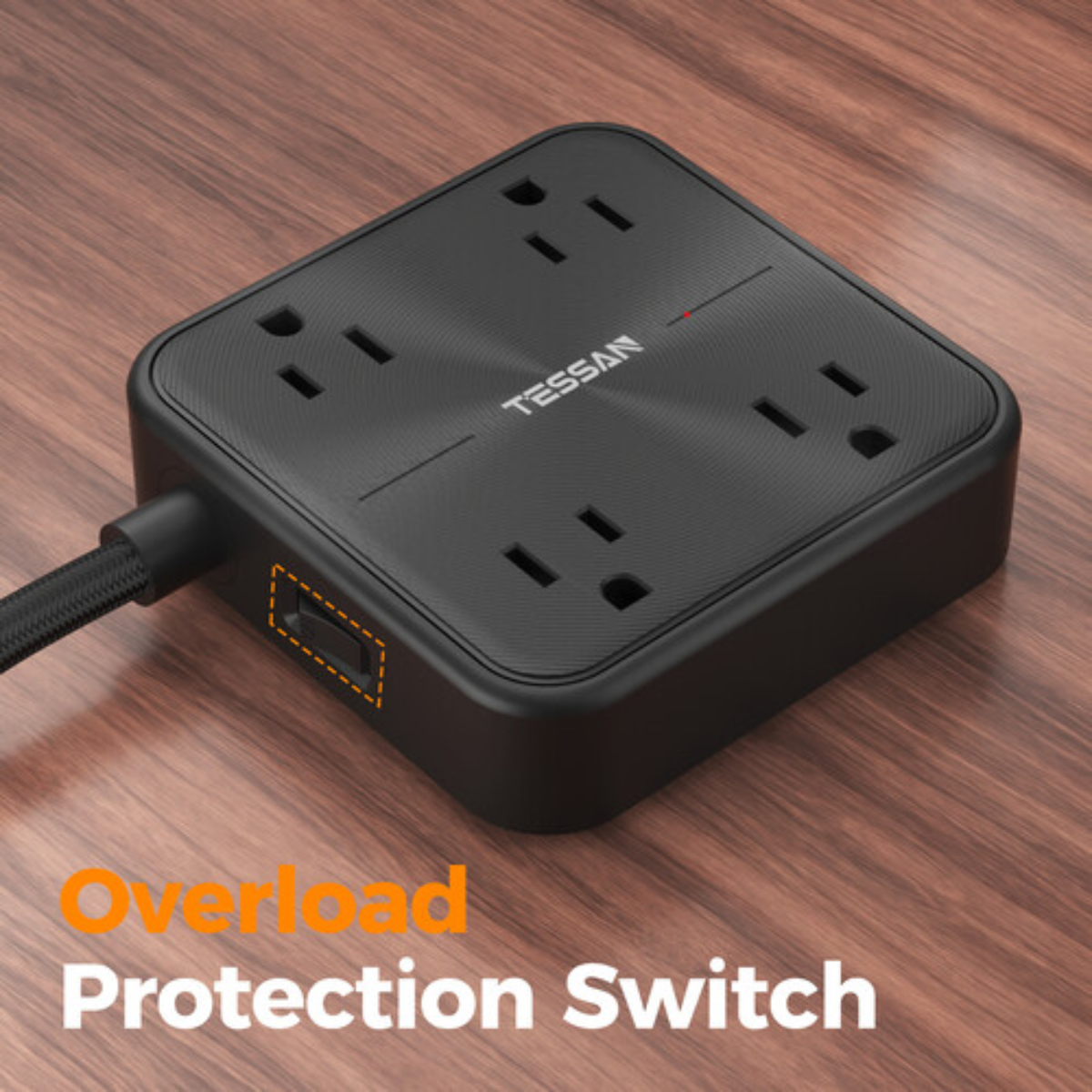 TESSAN PS01AUS Original Power Strip with USB-C 6FT Braided Extension Cord cETLus Certified VMI Direct