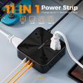 TESSAN PS03AUS Original 11in1 Power Strip with USB-C 6FT Braided Extension Cord cETLus Certified - VMI Direct