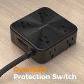TESSAN PS03AUS Original 11in1 Power Strip with USB-C 6FT Braided Extension Cord cETLus Certified - VMI Direct