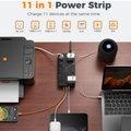 TESSAN PS02AUS Original 11in1 Power Strip 20W with USB-C 6FT Braided Extension Cord cETLus Certified - VMI Direct