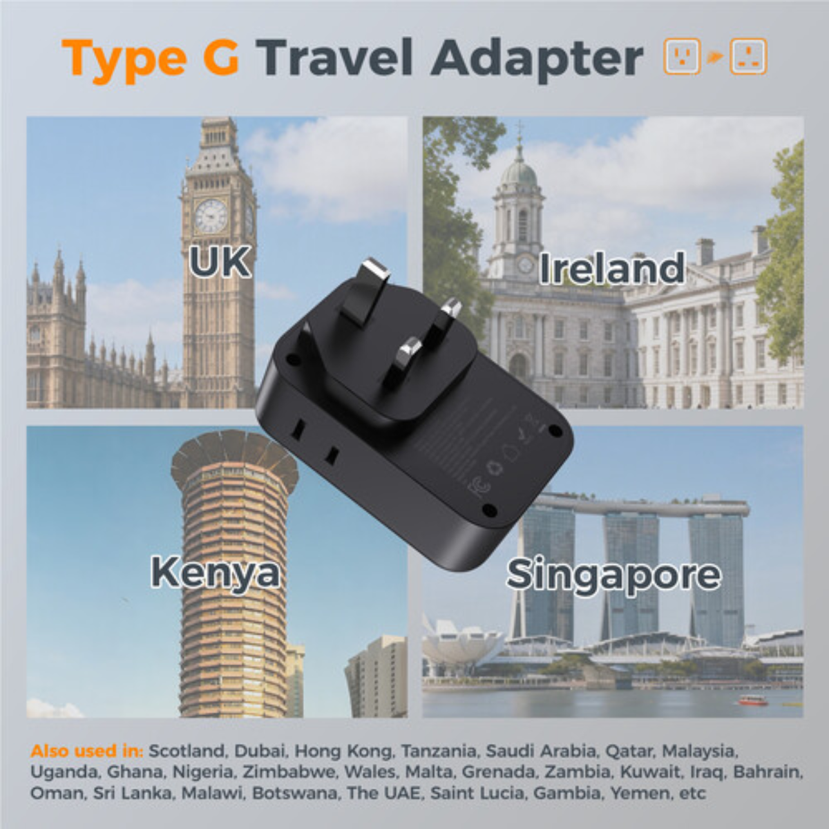 TESSAN TA01AUS Original Universal Travel Adapter 20W USB-C Fast Charging Outlets Compact Portable Design - VMI