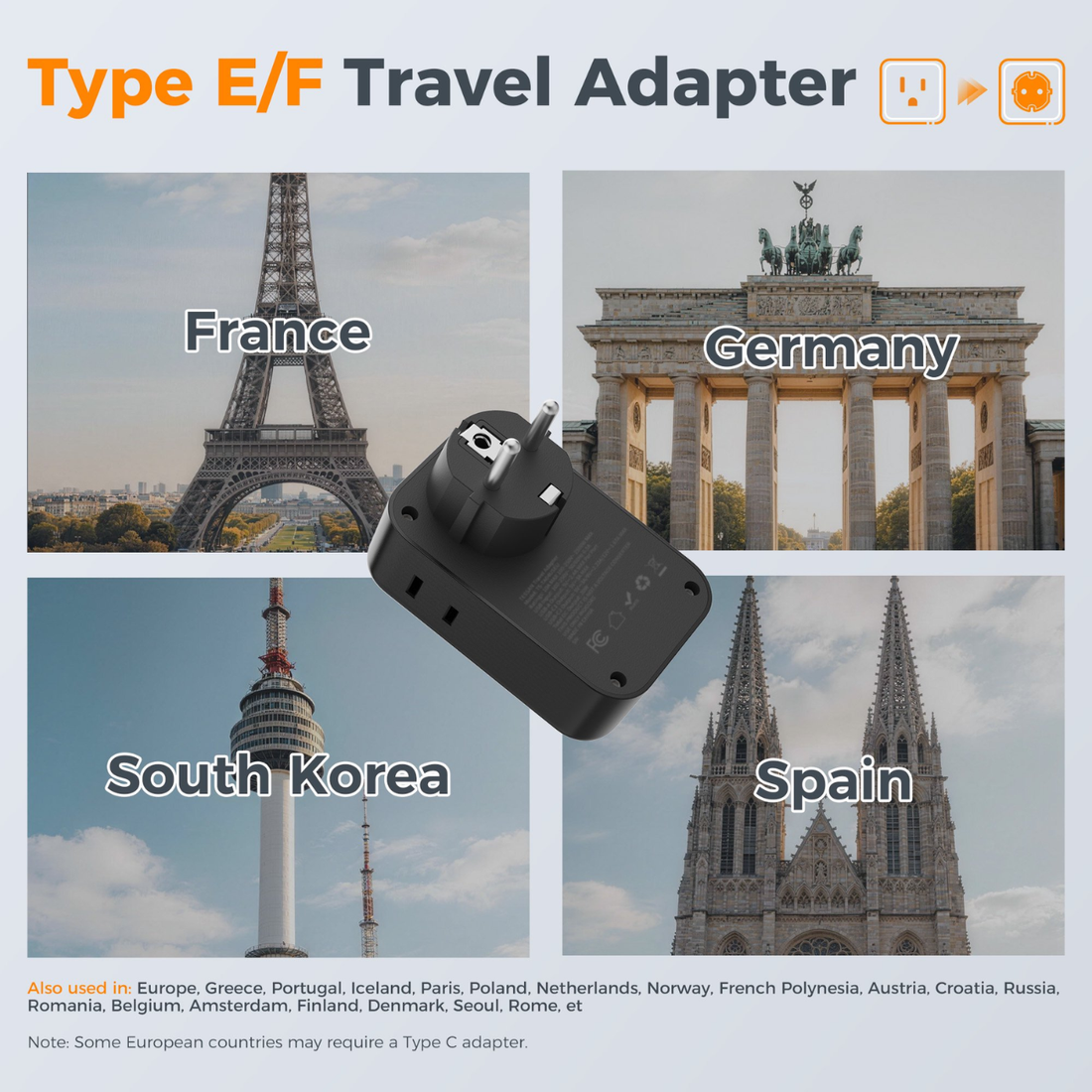 TESSAN TA02AUS International Travel Adapter PD 20W 4 AC Outlets 2 USB-C 2 USB-A Fast Charger - VMI