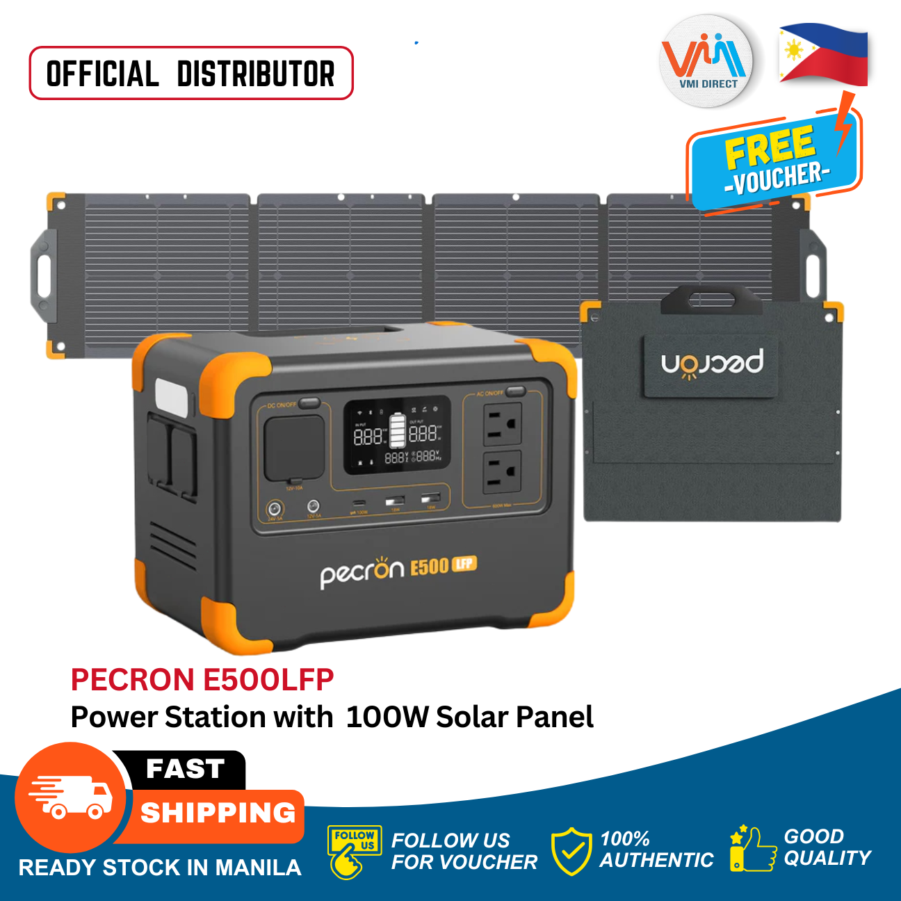 Pecron E500LFP Portable Power Station 600W Output 576Wh LiFePO4 Battery