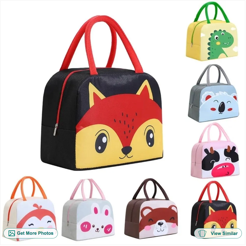 Bento Lunch Bag with Animal Cute Design Waterproof and Insulated Thermal Cooler