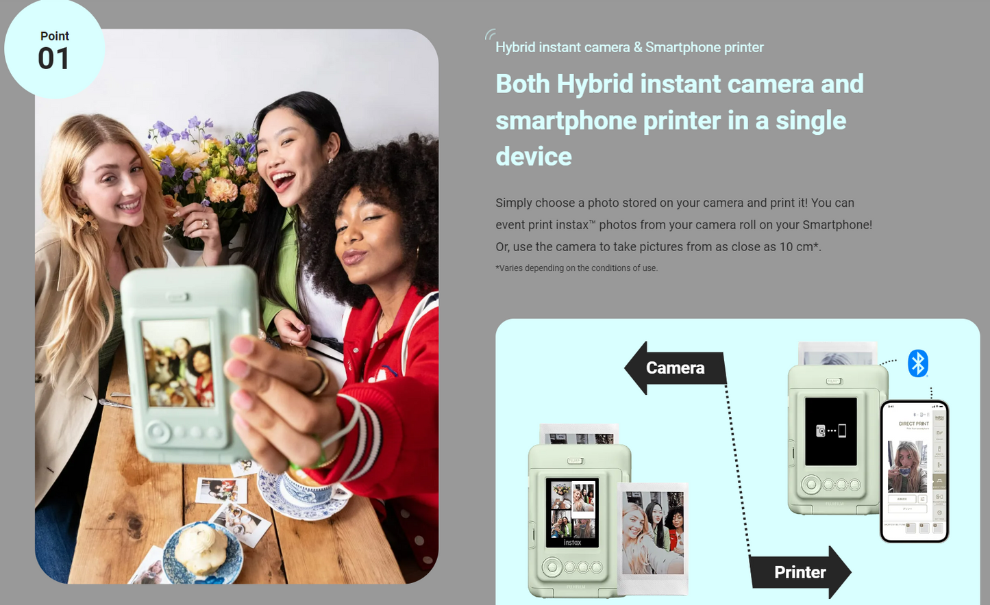 FUJIFILM INSTAX Mini LiPlay Hybrid Instant Capture Camera Smartphone Printer FREE 32GB SD Card / FREE FILM (RANDOM DESIGN)