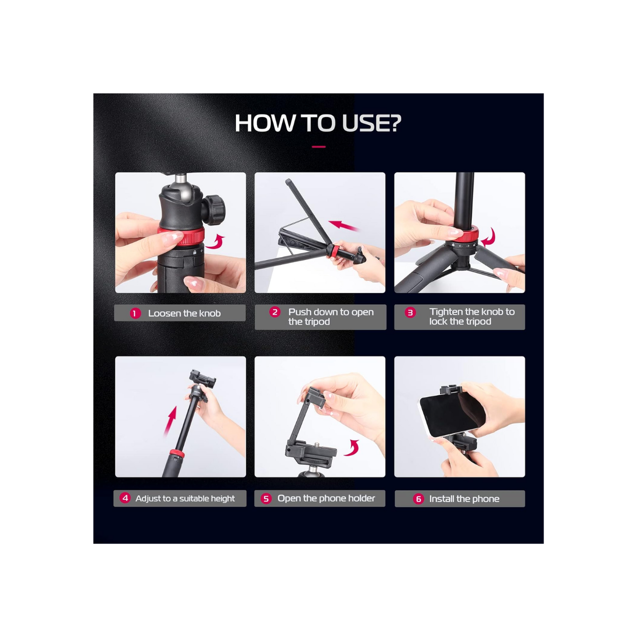 MT-44 Extendable Phone Tripod 59" Selfie Stick Phone Vlog Tripod Stand with 2 in 1 Phone Clip 360 Degrees Portable Telescopic Ball Head Camera Tripod Monopod for Phone Sony Canon GoPro Lightweight for Outdoor Travel Live Streaming Podcast - VMI Direct