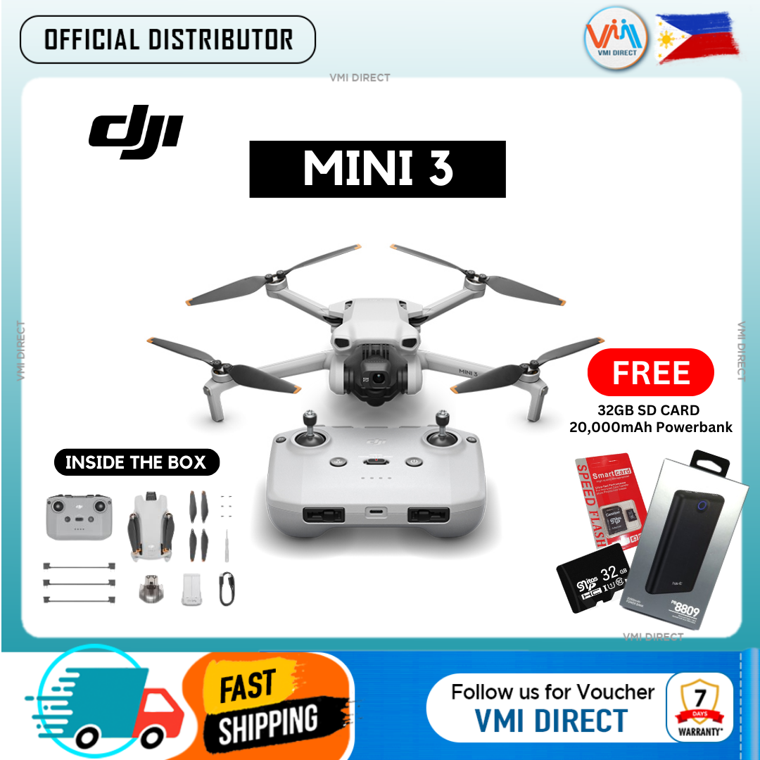 DJI Mini 3 Drone Camera 1080p/120fps HD Video Camera with 3-Axis Gimbal 38 Minutes Flight Time 10km Transmission Range (Global Version) DJI RC Remote with Built-In Screen Drone 4k hd camera Drone camera for vlogging Drone with camera Mini Drone dji VMI