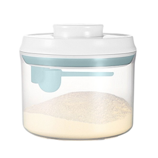 Ankou Airtight 1 Touch Button Clear Container With Scoop Spoon and Holder 800ML ROUND Milk Powder