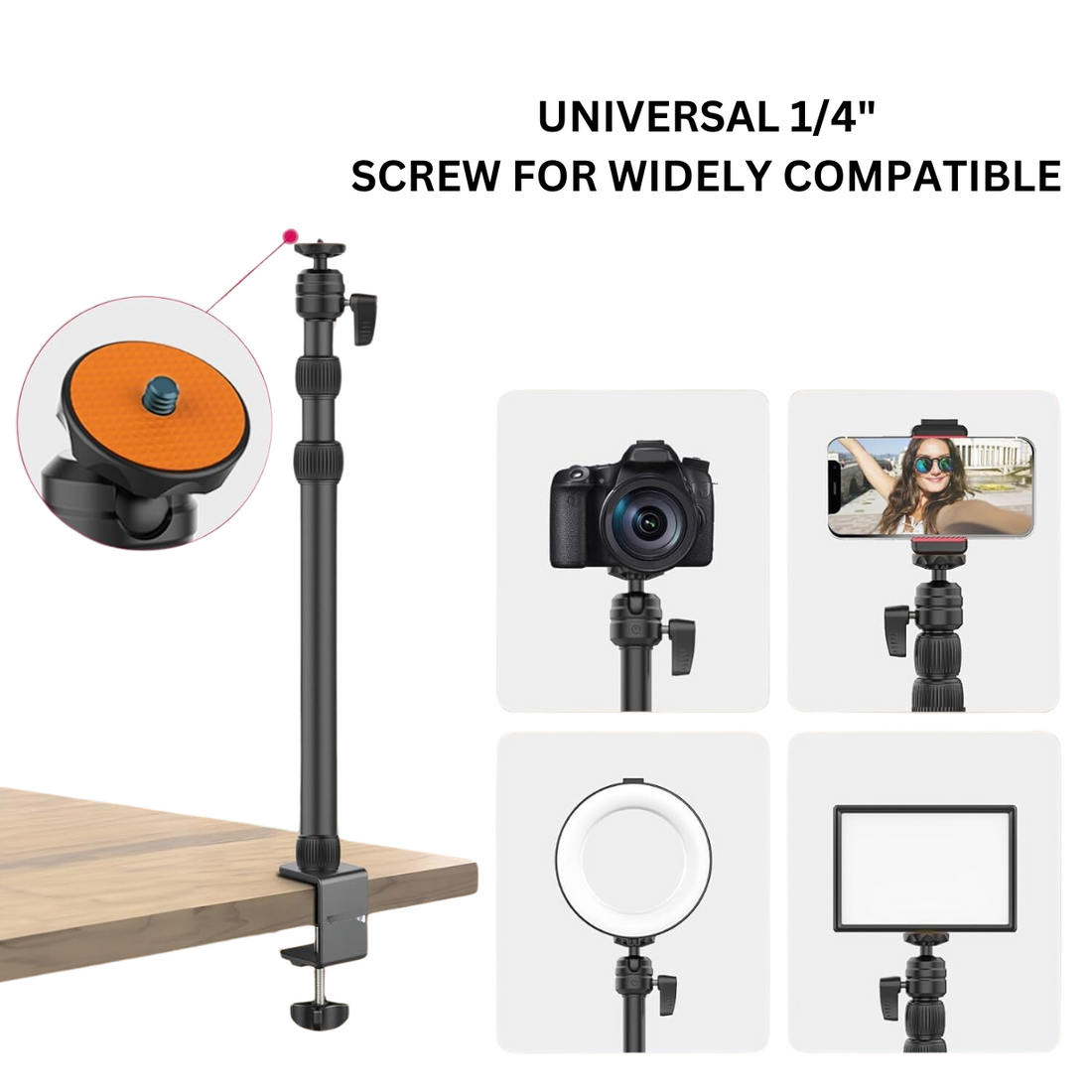 GXCT LS10 Adjustable Removable Desk Stand with Stable Padded C-Clamp