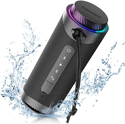 Tronsmart T7 Portable Outdoor Speaker SoundPulse Audio 360° Surround Sound IPX7 Waterproof Stereo Pairing Vibrant LED Modes Custom Equalizers via App 30 Watts RGB LED Lights Portable Party Bluetooth Speaker True Wireless Stereo 12hrs Playtime - VMI Direct
