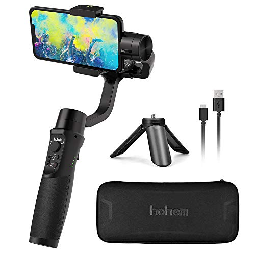 Hohem iSteady Mobile Plus Lightweight 3-Axis Handheld Stabilizing Gimbal with 280g Max Payload, 6" Compatible Size and Mobile App Controls for Smartphone, Gimbal for streaming, Gimbal for Recording, Gimbal stabilizer for vlogging Accessory Selfie Tripod