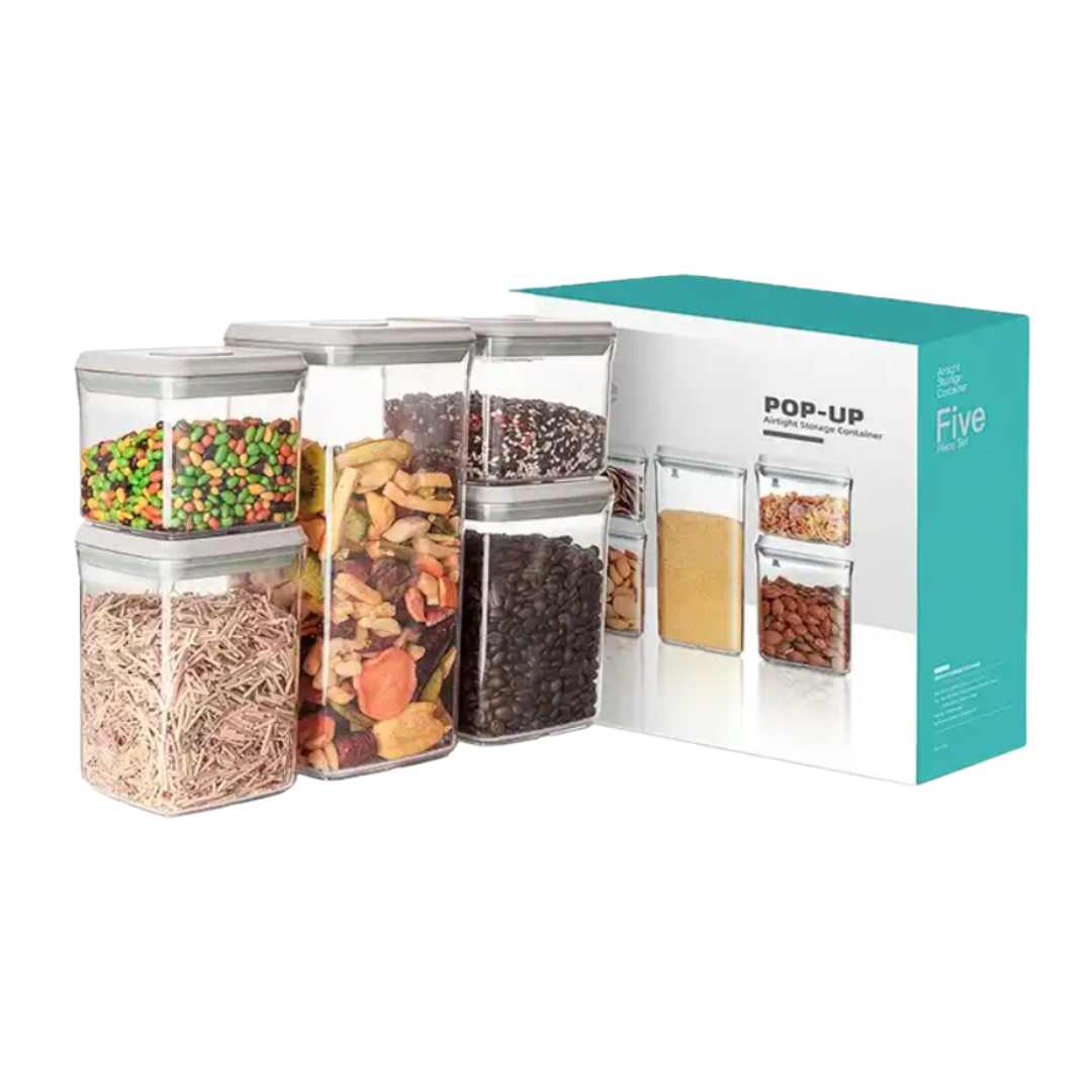 Ankou Food Storage Container Set of 5 Airtight Food Storage Set Pop Up Airtight Container