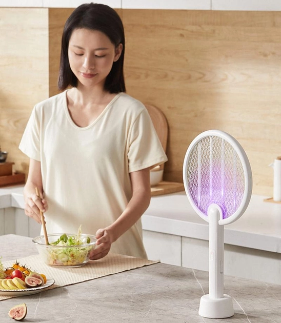 Xiaomi Qualitell 2in1 Electric Mosquito Racket Insect Swatter Rechargeable Dual Modes Fly Killer Lamp UV Light USB Charging utomatic Mosquito Trap and Fly Control Lamp Home Mosquito Repellent Device Electric trap mosquito Insect killer VMI Direct